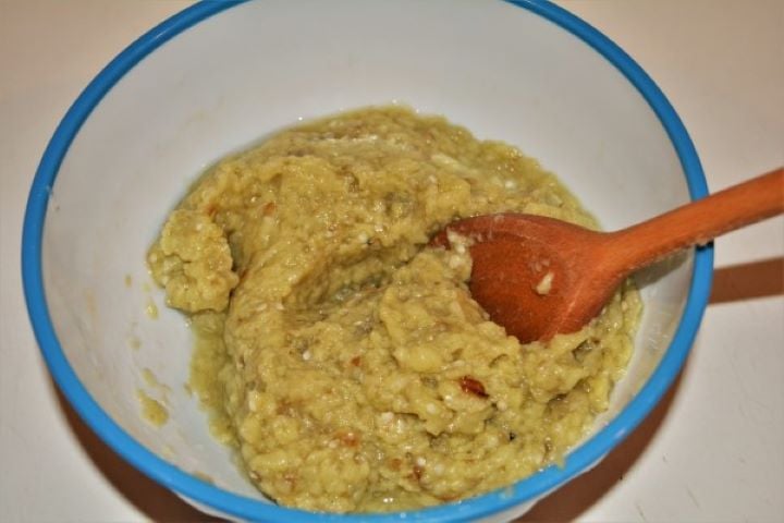 Grilled Eggplant Dip Recipe-Chopped Eggplant in the Bowl Chopped Eggplant in the Bowl