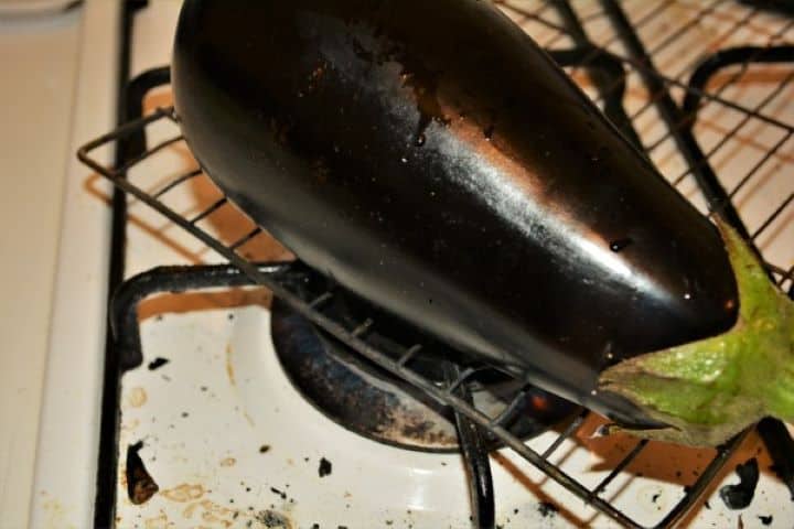 Grilled Eggplant Dip Recipe-Roasting Eggplant Grilling whole eggplants over an open gas flame for a smoky Transylvanian grilled eggplant dip recipe.