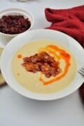 Transylvanian Mashed Beans Served on White Plate With Fried Onions