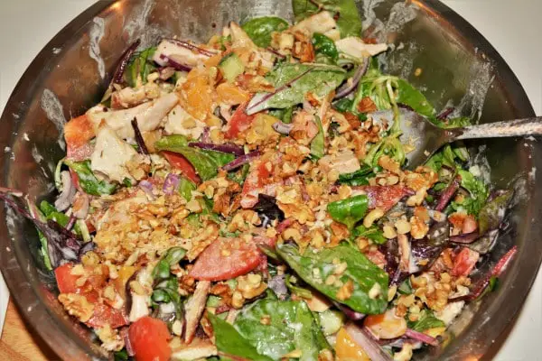 Best Leftover Turkey Salad Recipe-Chopped Walnuts Over the Mixed Salad
