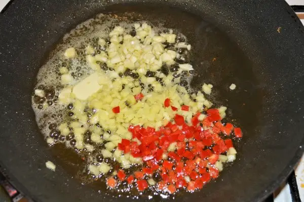 Easiest Teriyaki Chicken Recipe-Frying Chopped Garlic, Shallots, Chilli and Ginger