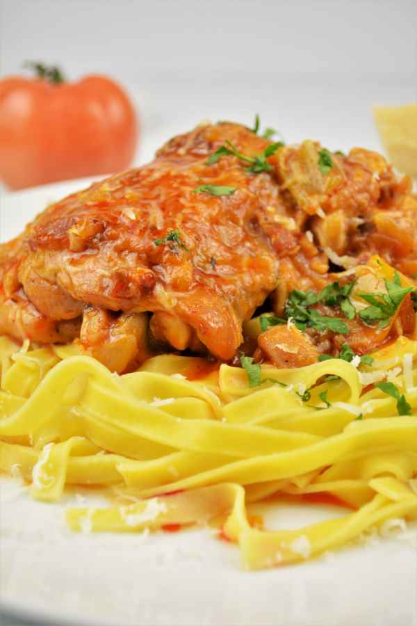 Best Chicken Casserole Recipe-Served on Plate With Tagliatelle