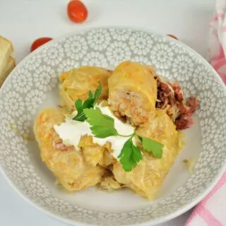 Best Hungarian Stuffed Cabbage Rolls Recipe-Served on Bowl With Sour Cream