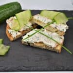 Best Smoked Salmon Cream Cheese Recipe-Served on Toast With Cucumber Thin Slices