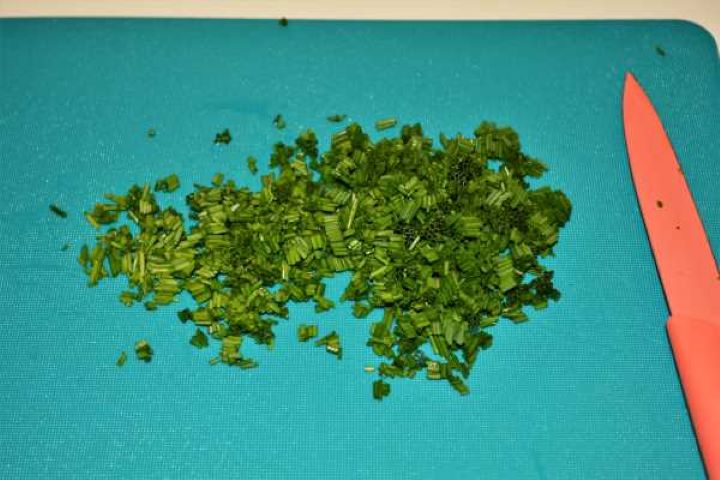 Best Smoked Salmon Cream Cheese Recipe-Chopped Chives Chopped Chives on the Chopping Board