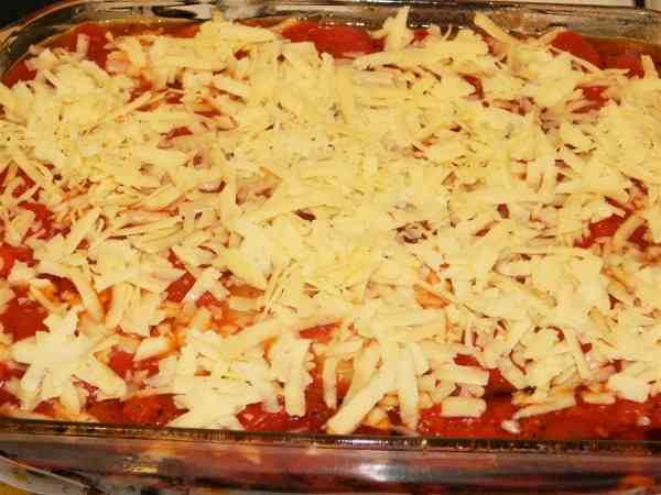 Best Eggplant Casserole Recipe-Grated Pecorino and Sheep Cheese  on the Top of Moussaka