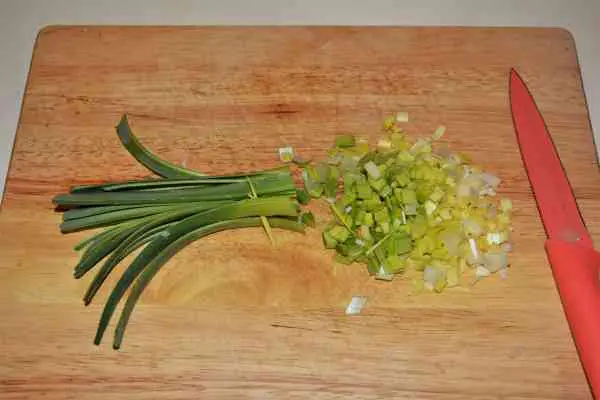 Chicken Breast With Pineapple-Chopping the Leek