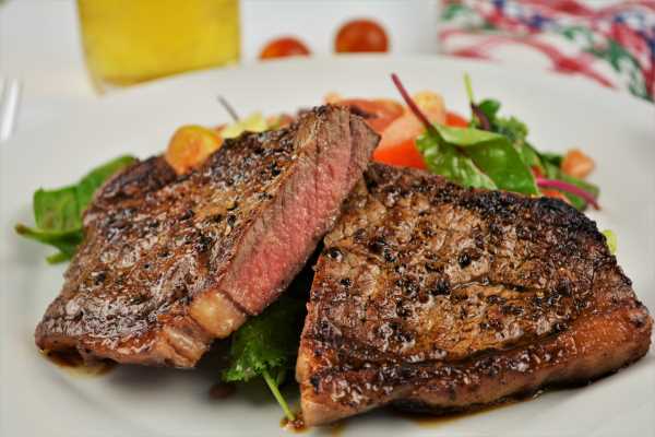 Easy Pan-Fried Steak Recipe-Served on Plate With Salad