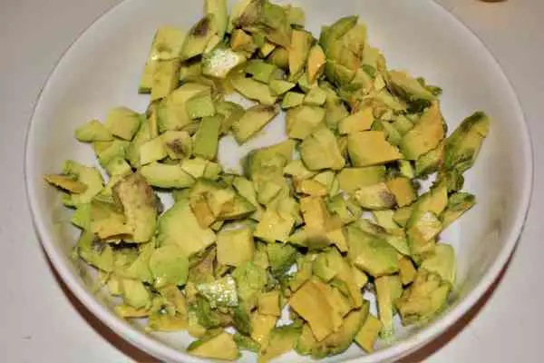 Best Homemade Guacamole Recipe-Chopped Avocados in the Bowl