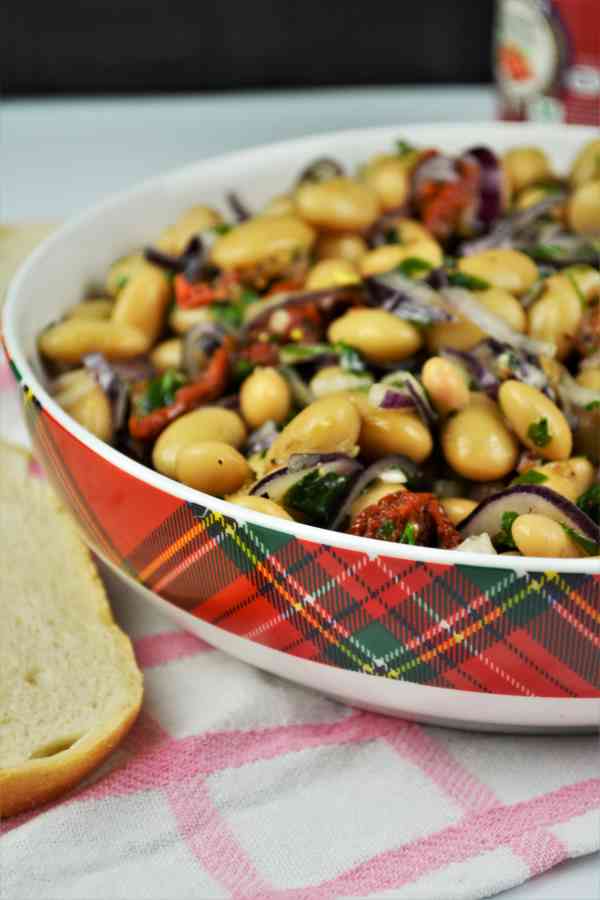 Butter Beans Salad Recipe-Serving in Bowl With Fresh Bread