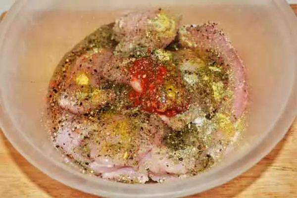 Healthy Baked Turkey Cutlets With Vegetables-Seasoned Turkey Cutlets With Salt, Ground Pepper, Marjoram, Honey and Crushed Paprika