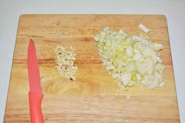 Best Turkey Cacciatore Recipe-Chopped Onion and Garlic Cloves