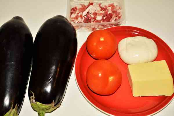 Mediterranean Roasted Eggplant Recipe-Eggplants, Tomatoes, Mozzarella, Bacon and Cheddar
