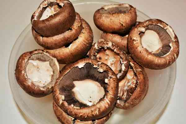 Stuffed Mushrooms With Cheese and Bacon-Cleaned and Prepared Portobello Mushrooms