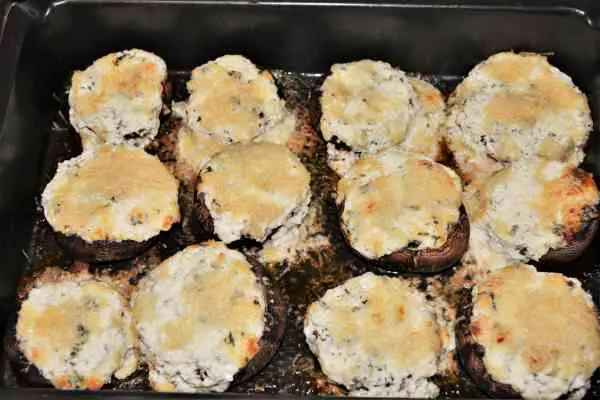 Stuffed Mushrooms With Cheese and Bacon-Ready to Serve in Baking Tray