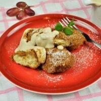 Best Cottage Cheese Dumplings-Served on Plate With Cream Fresh