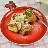 Best Cottage Cheese Dumplings-Served on Plate With Cream Fresh