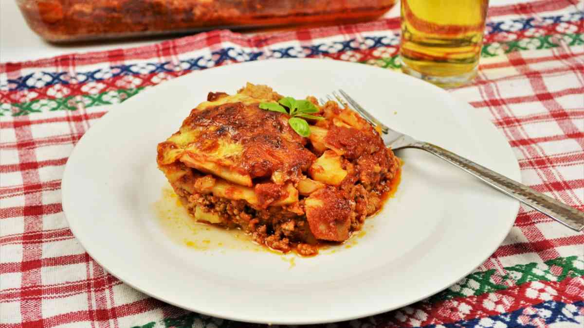 Easy Potato Moussaka Recipe-Served on Plate With a Fork