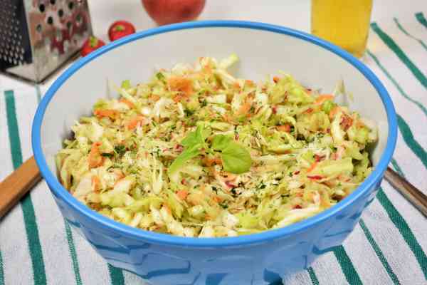 Mediterranean Cabbage Salad Recipe-Served in Bowl