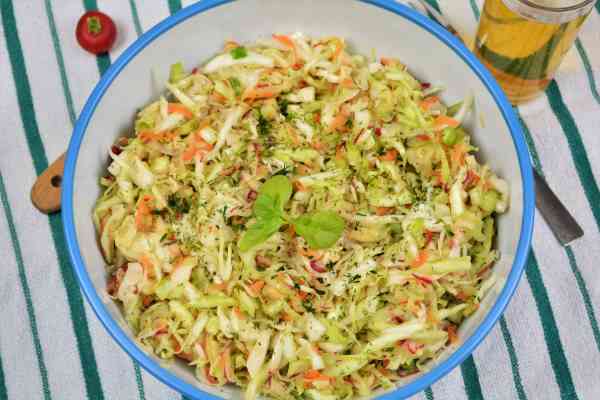Mediterranean Cabbage Salad Recipe-Served in Bowl