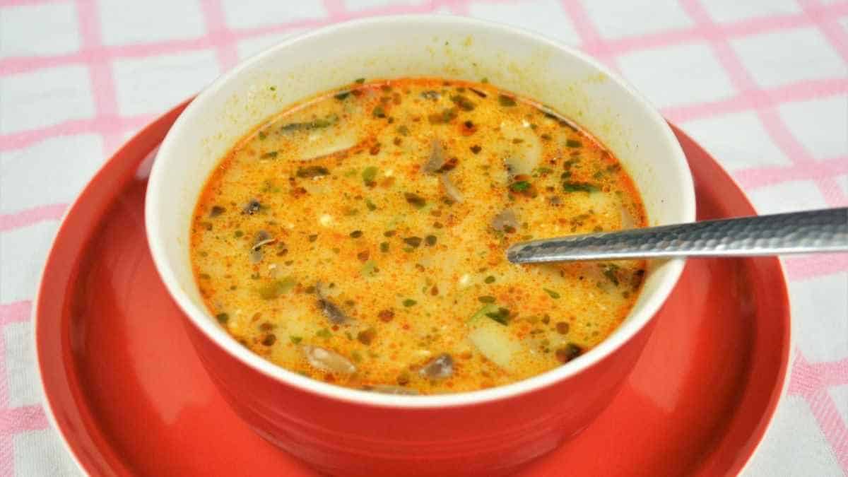 Best Mushroom Soup Recipe-Served in Bowl