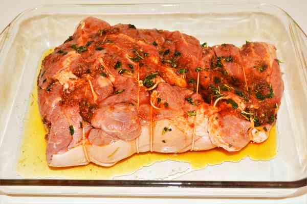 Slow-Cooked Pork Shoulder in the Oven-Seasoned Pork Shoulder With Mixed Spices in the Baking Tray