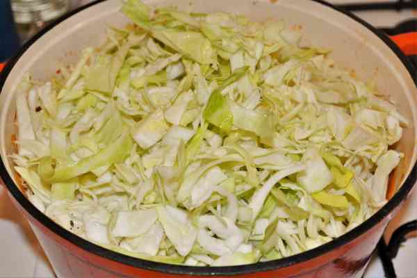 Turkey Cabbage Stew Recipe-Add Sliced Cabbage on the Turkey Stew