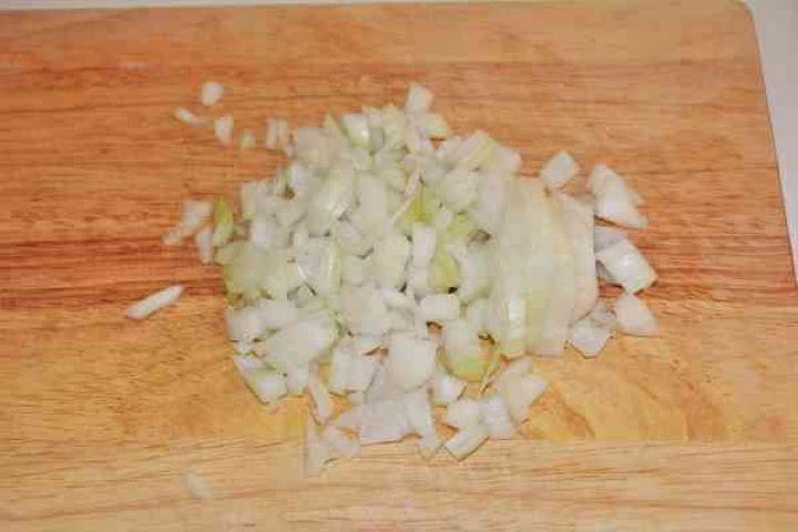 Turkey Cabbage Stew Recipe-Chopped Onion Finely chopped yellow onion for the stew base.