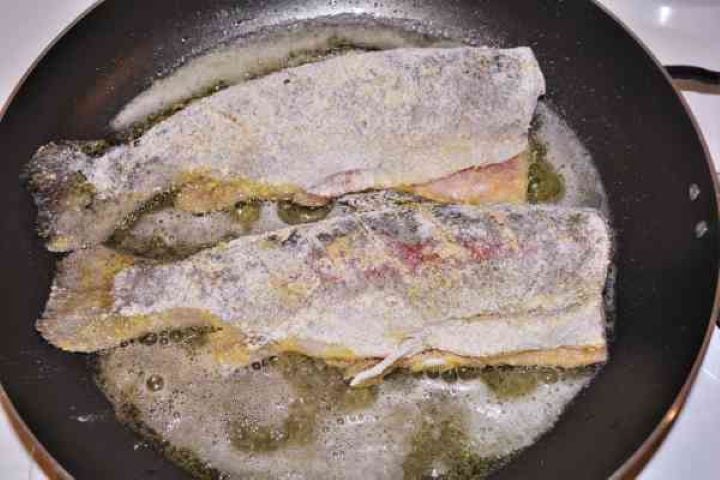 Pan-Fried Rainbow Trout Recipe-Two Trout Frying in the Pan Two Rainbow Trouts Frying in the Pan