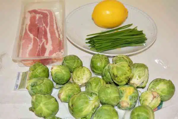Brussels Sprouts With Lemon-Brussels Sprouts, Bacon, Lemon and Chives on the Table
