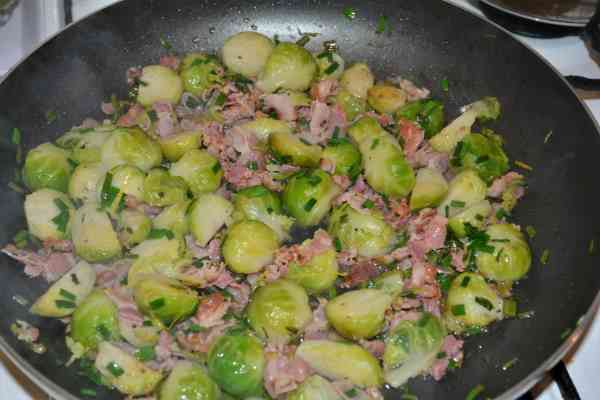 Brussels Sprouts With Lemon-Ready to Serve in the Pan