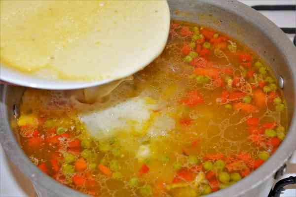 Creamy Chicken Soup With Vegetables-Adding the Thickener in the Chicken and Vegetables Soup