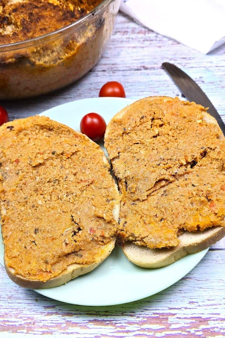 Hungarian Pork Meat Spread Served With Bread on Plate