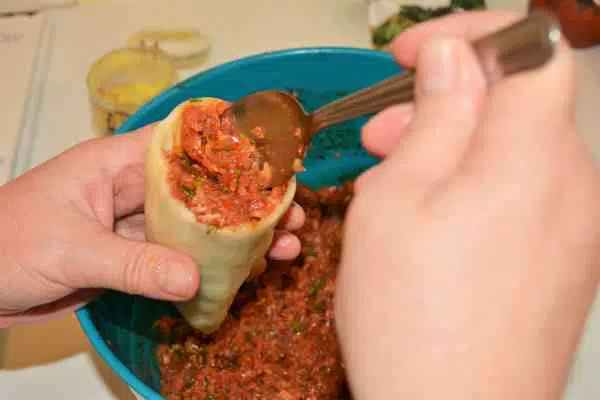 Hungarian Stuffed Peppers-Stuffing the Pepper With a Spoon