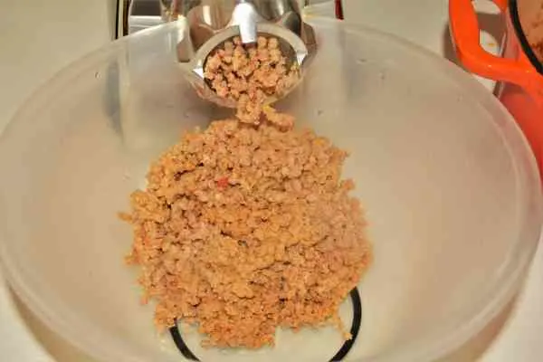 Meatloaf Pate Recipe-Mincing Sauteed Meat and Vegetables With Meat Mincer