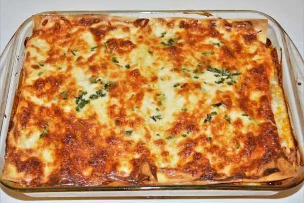Turkey Lasagna With White Sauce-Baked Dish Ready to Serve