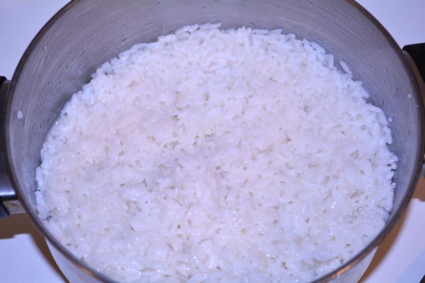 Layered Sauerkraut Casserole-Cooked Rice in the Pot