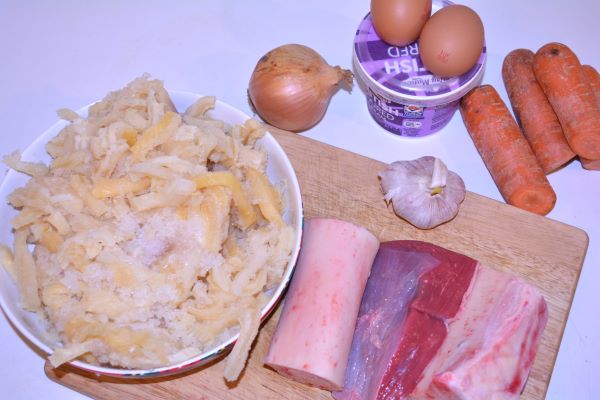 Tripe Soup Recipe-Beef Meat and Bone, Tripe, Carrots, Onion, Garlic, Eggs and Sour Cream