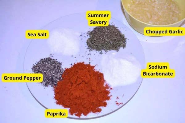 Skinless Sausages-Sea Salt, Ground Pepper, Paprika, Summer Savory, Soda Bicarbonate and Garlic Cream