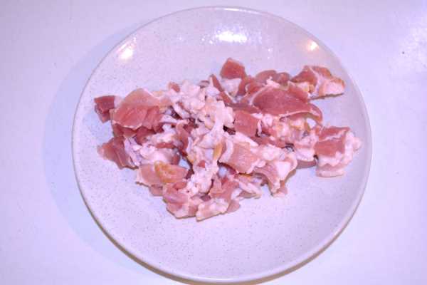 Creamy Mozzarella Polenta-Chopped Smoked Bacon on the Plate