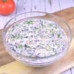 Mushroom Salad With Mayonnaise-Served in Bowl