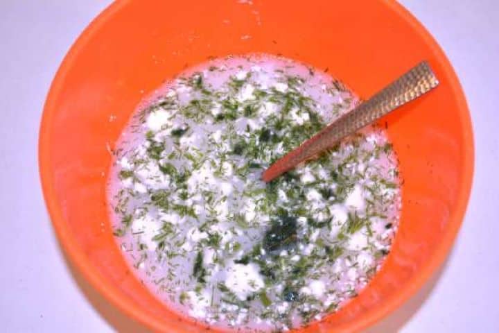 Yoghurt Dressing Adding creamy Greek yogurt and fresh chopped dill into the sweet and sour dressing bowl.