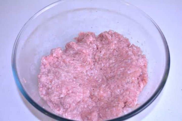 Mince Seasoned ground pork thoroughly mixed into a smooth paste for layering.