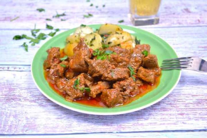 Authentic Hungarian beef paprikash recipe with tender slow-braised beef.