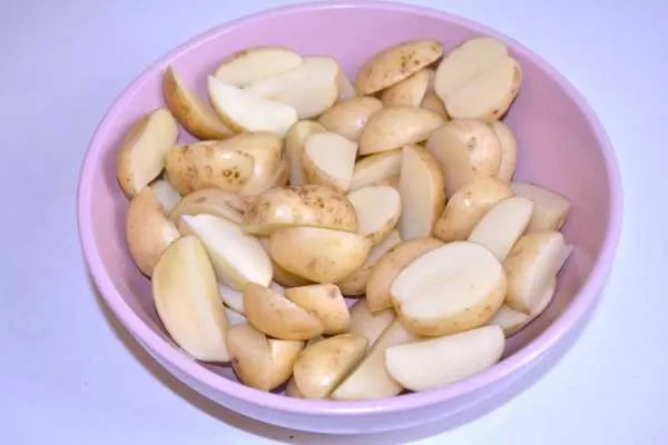 Hungarian Parsley Potatoes-Cut Potatoes in the Bowl