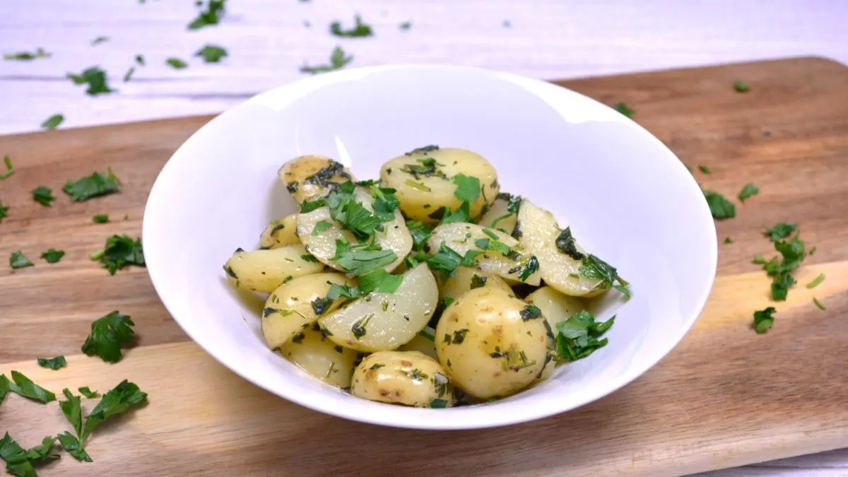 Hungarian Parsley Potatoes-Served in the Bowl With More Chopped Parsley