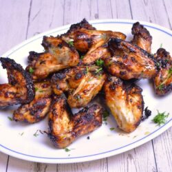 Air Fryer Honey Garlic Chicken Wings-Served on Plate