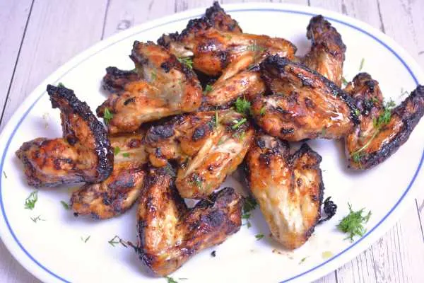 Air Fryer Honey Garlic Chicken Wings-Served on Plate