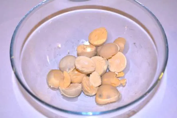 Deviled Eggs Without Vinegar-Boiled Egg Yolks in the Bowl