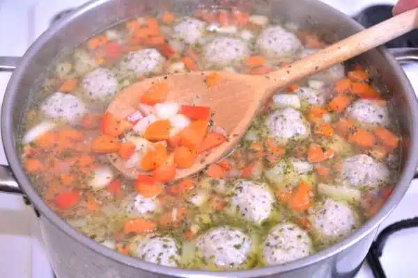 Romanian Meatball Soup-Boiling Soup